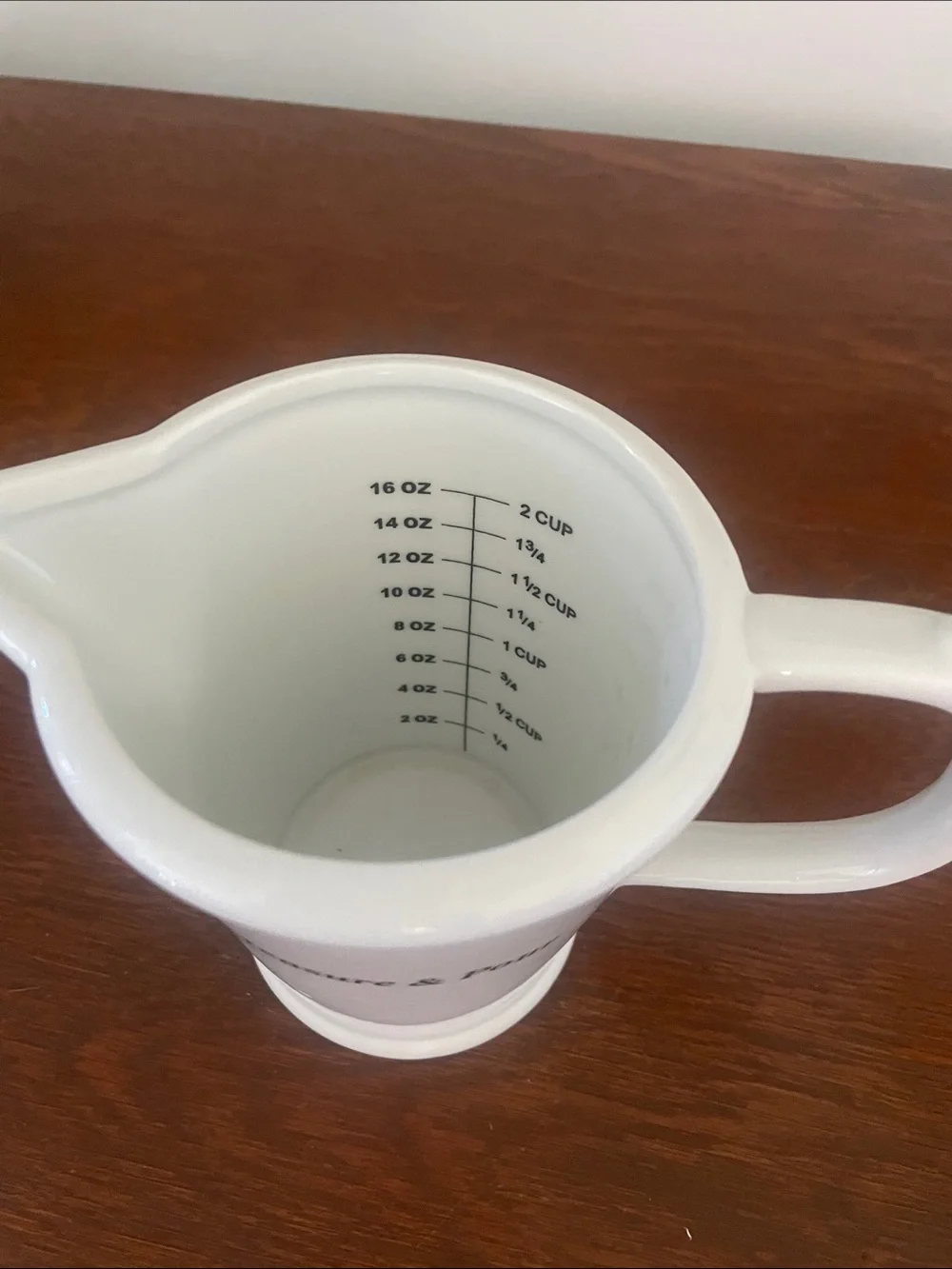 White Ceramic 'Measure & Pour' Pitcher like new world market